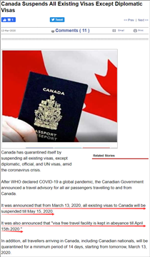 全是谣言：加拿大暂停所有签证持有者入境