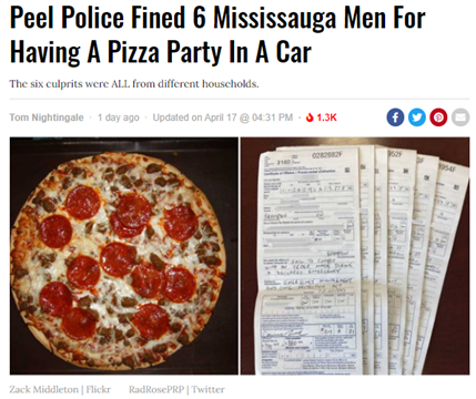 太惨！多伦多6人坐车里吃pizza被罚$5,280！