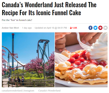 加拿大Wonderland发布Funnel Cake配方