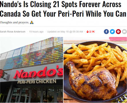 没扛过去！连锁烤鸡店在加拿大关闭21家店