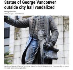温哥华市政厅铜像被泼油漆