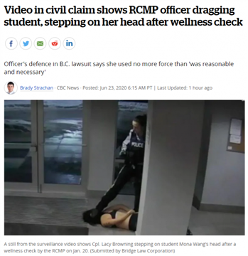 愤怒！加拿大华人女生穿着内衣被警察暴力踢头