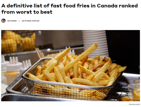 加拿大最好吃的薯条TOP10！第一名竟是...