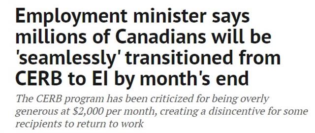 CERB将与EI实现无缝对接 不让加拿大人断供！
