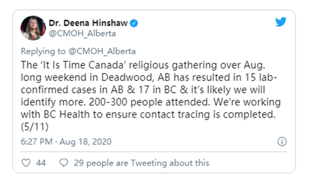 加拿大宗教活动爆发疫情！32人确诊300人隔离！