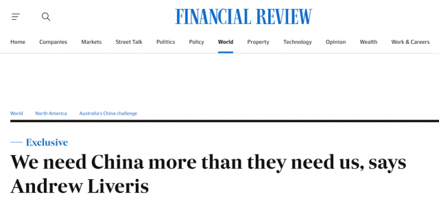 澳洲有人明说:需要中国多于中国需要我们