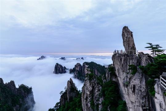 安徽黄山雨后云海景观“圈粉”2万多游客