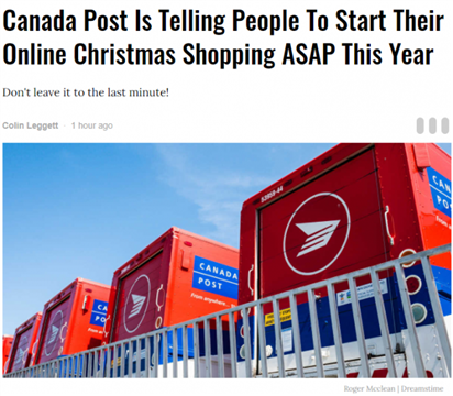 早点下单 Canada Post年底包裹无法送达