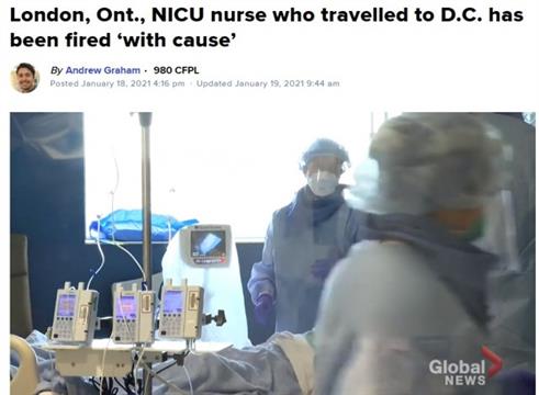 安省女护士去美国参加反封锁集会被开除