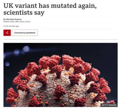 英国传来坏消息：变异新冠病毒似乎在新突变