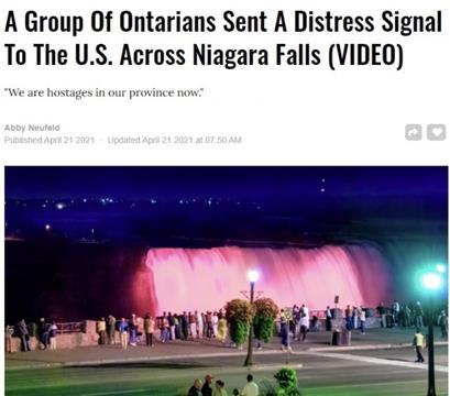 反封锁：加拿大人隔着瀑布向美国发送求救信号