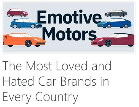 全球最受欢迎和最讨厌汽车品牌榜，加拿大最喜欢的品牌没想到