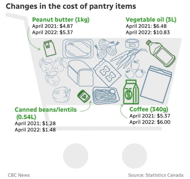 加拿大食品价格疯涨30% 面粉食用油涨最多